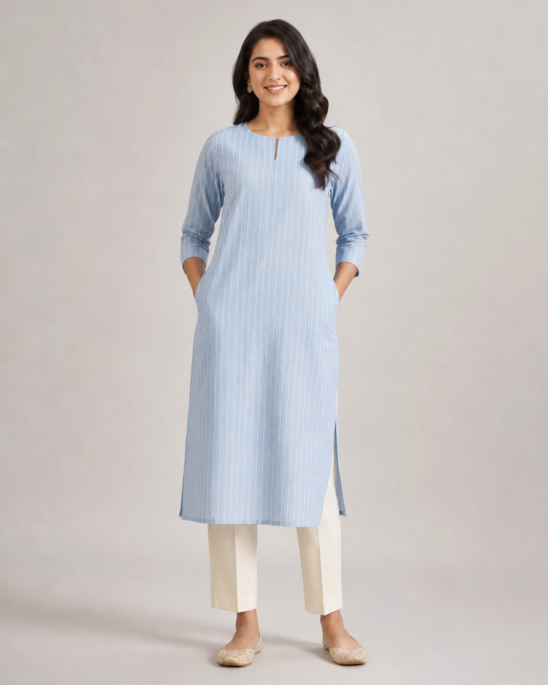 Powder Blue Pinstripe Workwear Set