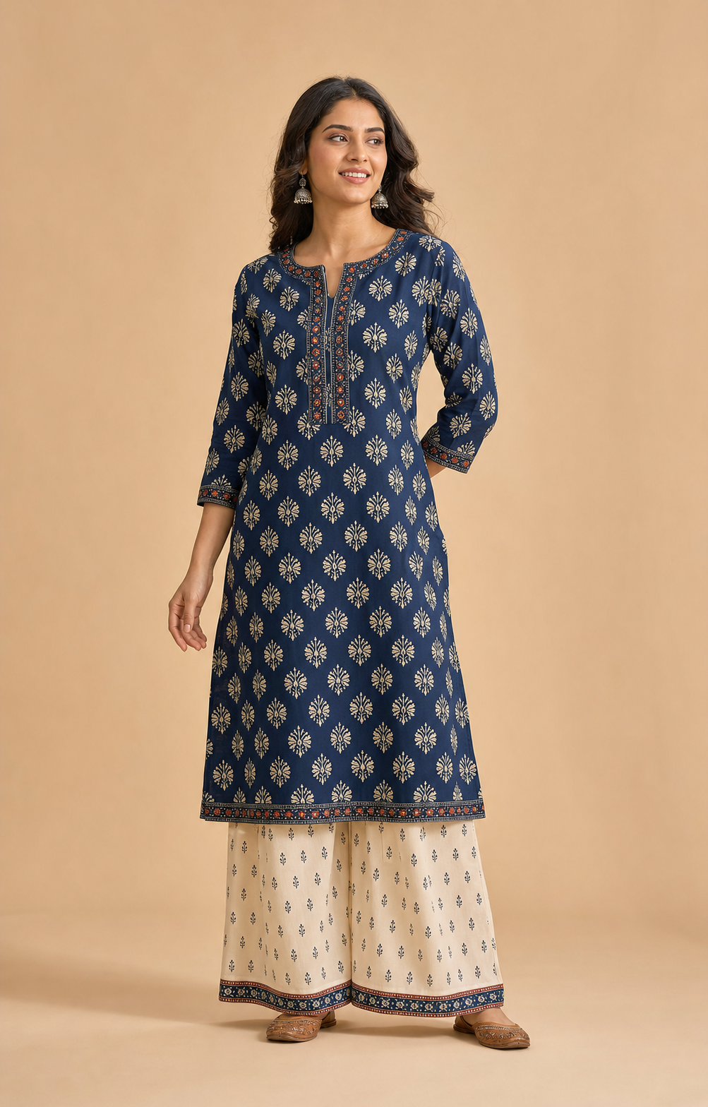 Indigo Motif Kurta & Palazzo Set