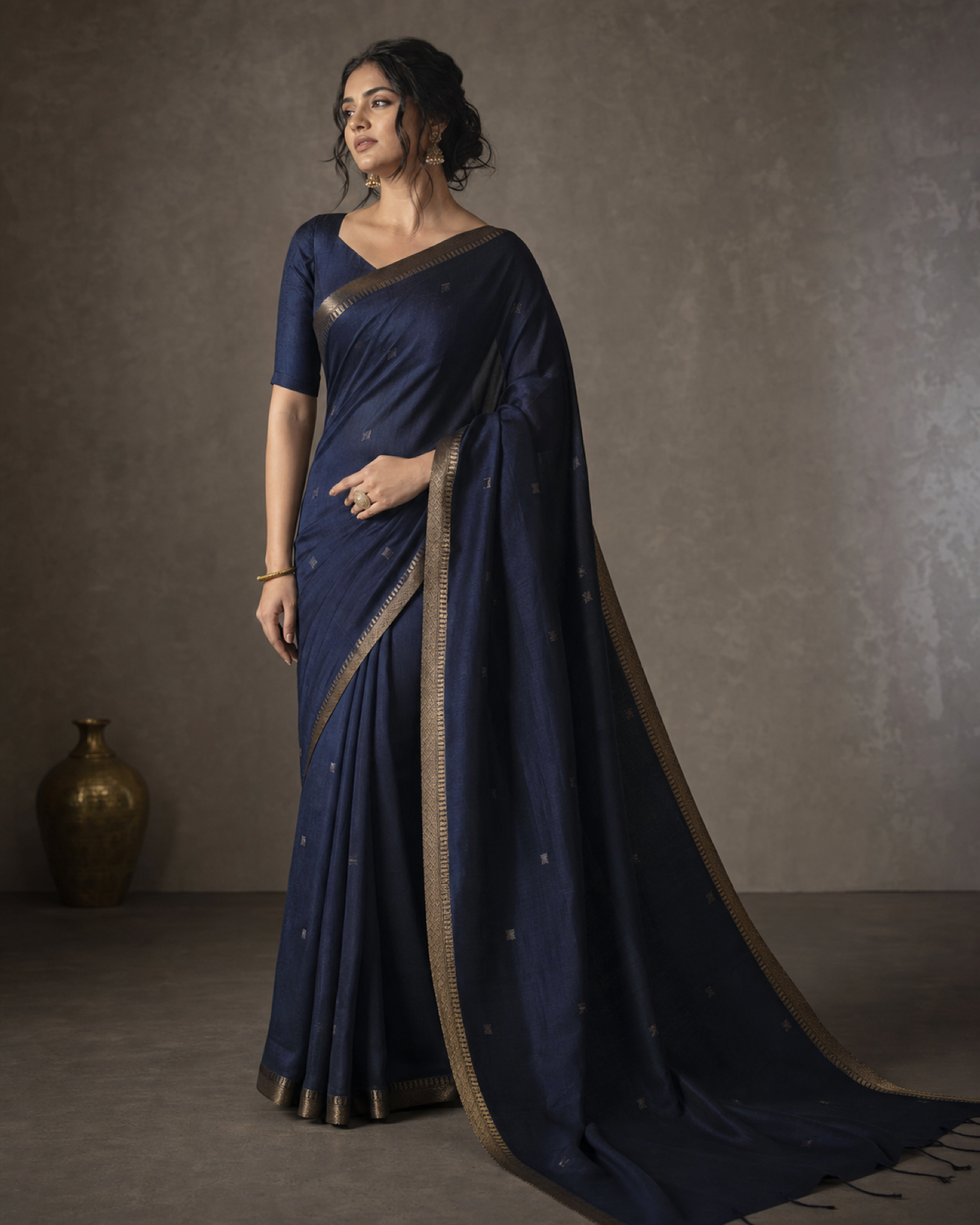 Midnight Zari-Border Saree