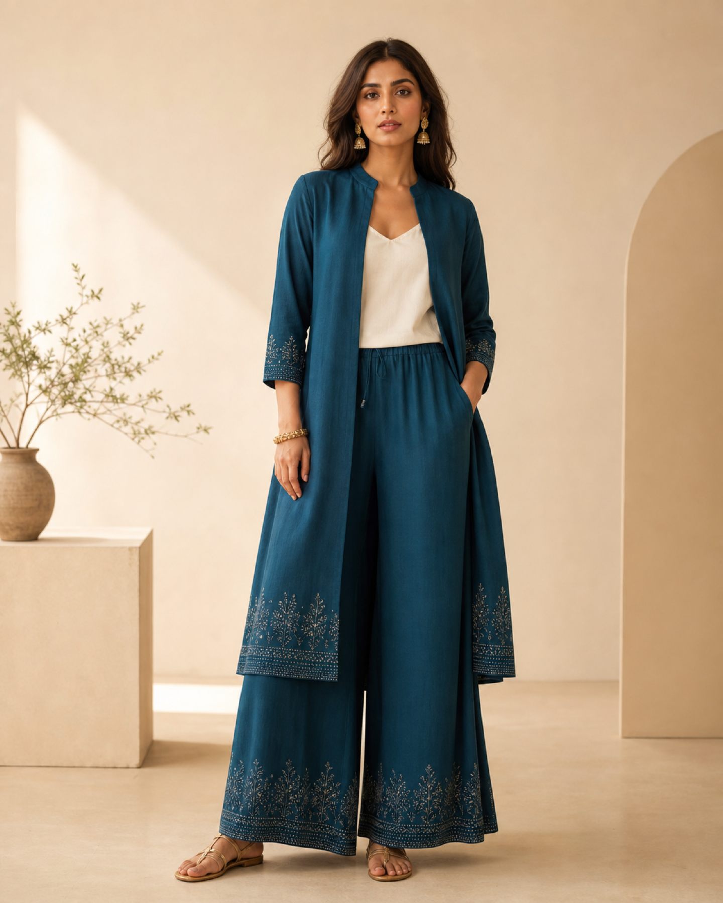 Teal Longline Jacket Co-ord